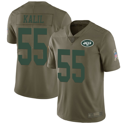 New York Jets Limited Olive Men Ryan Kalil Jersey NFL Football #55 2017 Salute to Service->youth nfl jersey->Youth Jersey